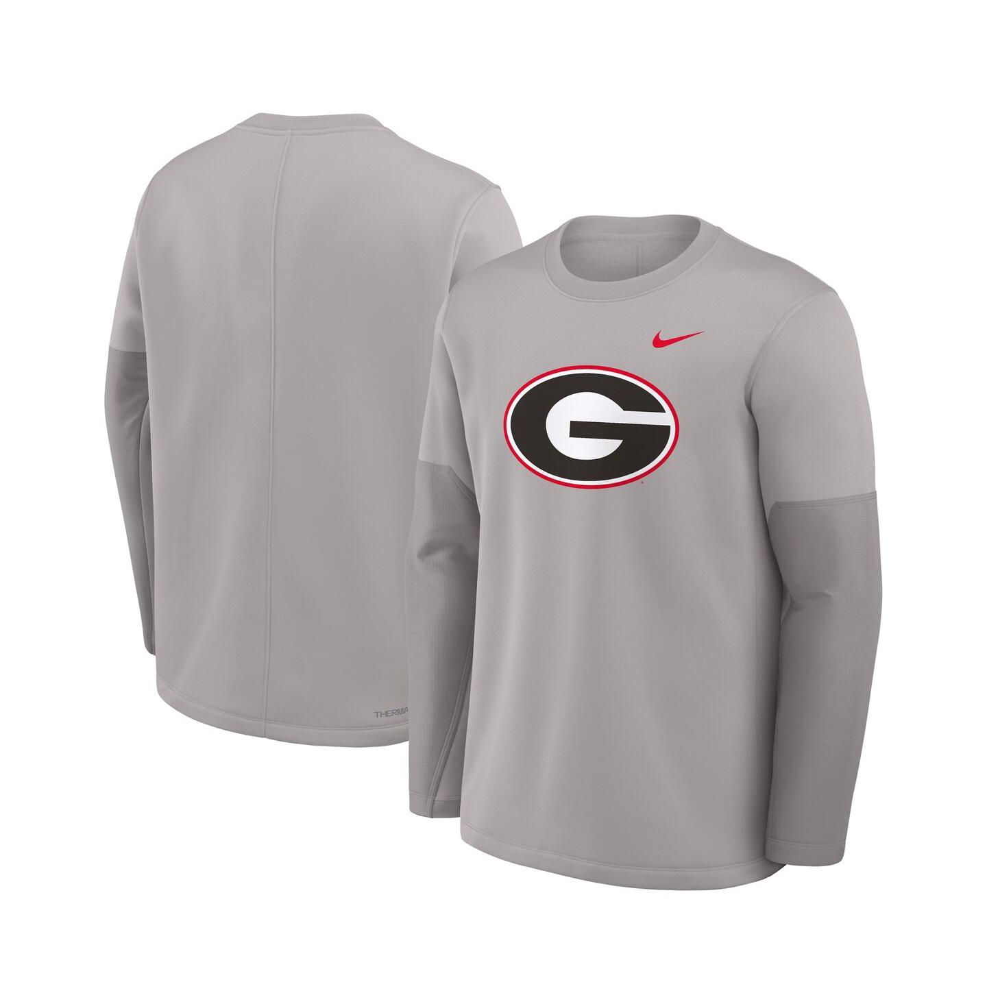 Мужская футболка Nike Gray Georgia Bulldogs 2025 Sideline Coach Performance Long Sleeve — фото 4