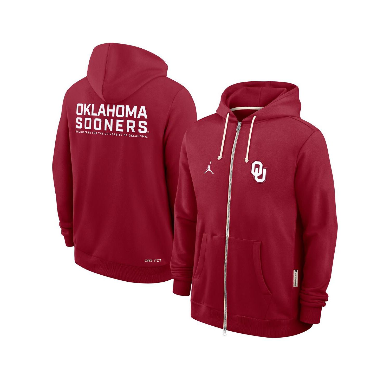 Men's Crimson Oklahoma Sooners 2025 Sideline Performance Full-Zip Hoodie