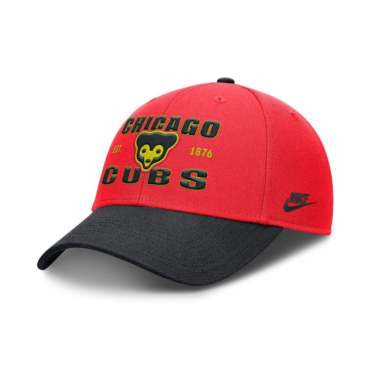 Мужская кепка Nike Crimson/Black Chicago Cubs Neon 90s Rise Adjustable Hat — фото 1