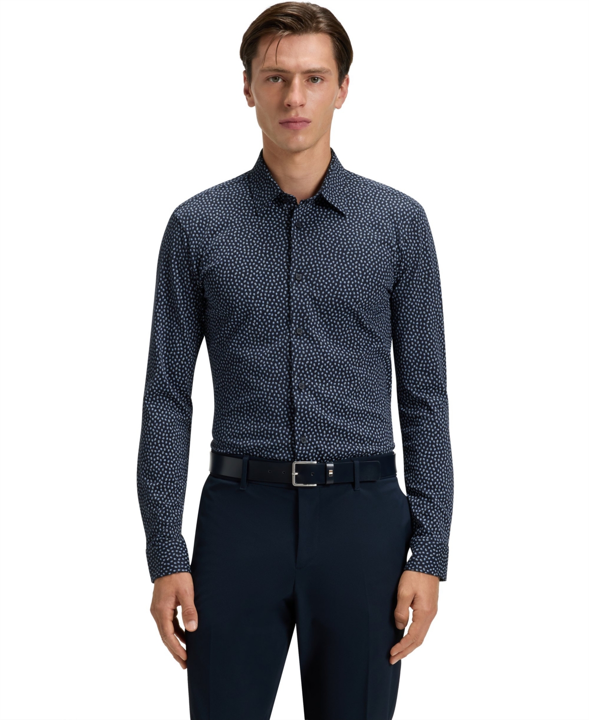 Boss by Hugo Boss Men's Slim-Fit Cotton Blend Shirt - Open Blue