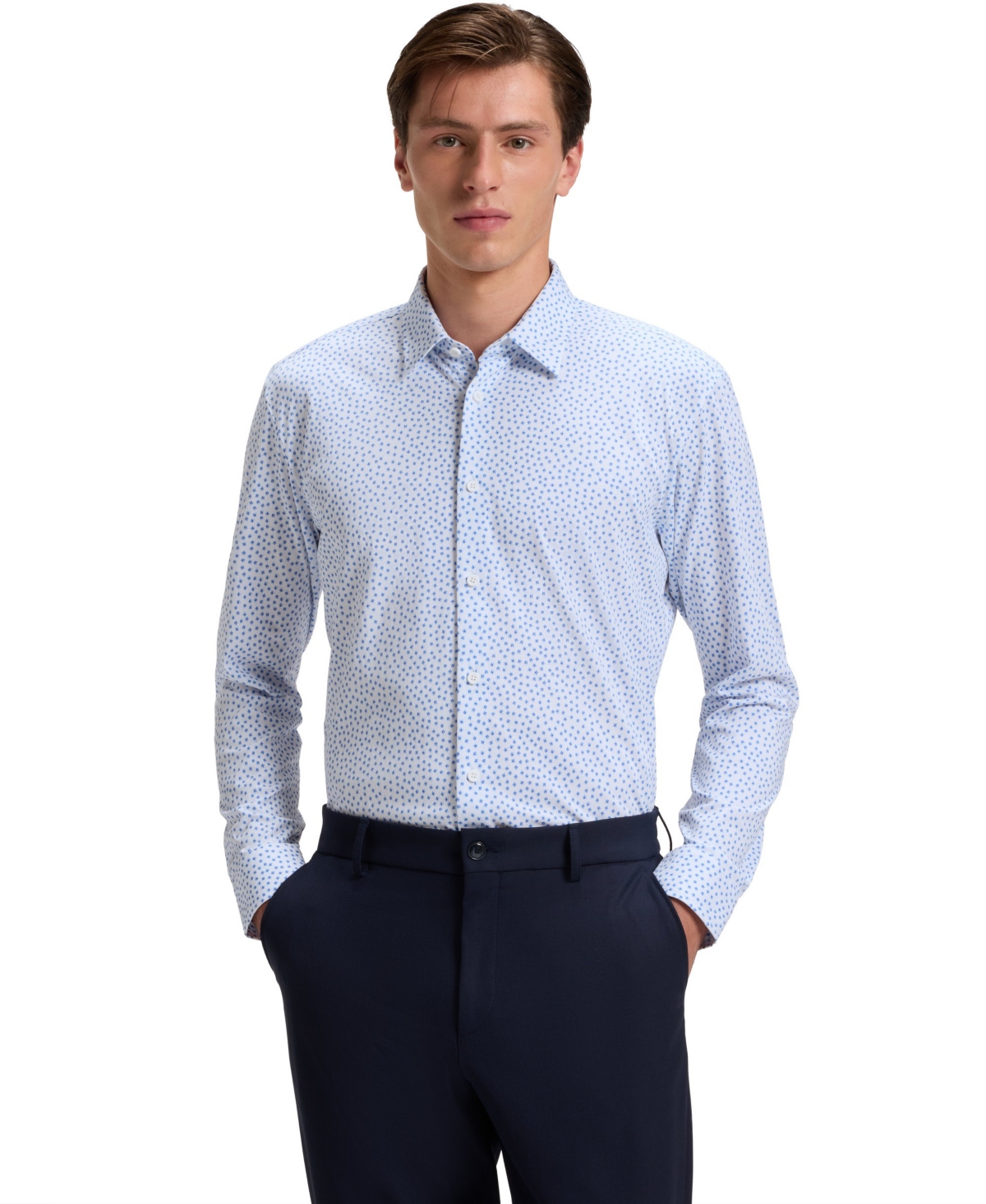 Boss by Hugo Boss Men's Slim-Fit Cotton Blend Shirt - Open Blue
