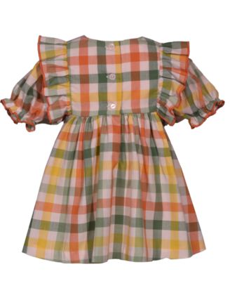 Baby Girls Plaid Pumpkin Smocked Dress