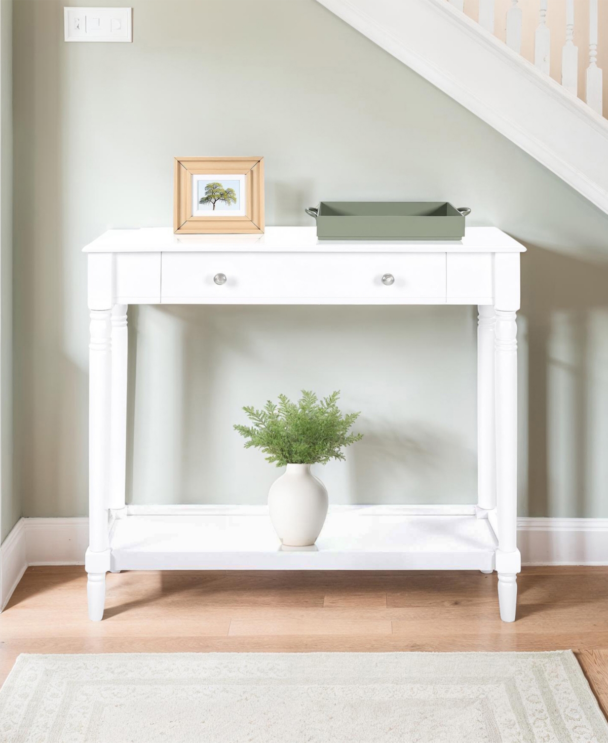 Convenience Concepts 11.75" Wood French Country Manor No Tools 1-drawer Hall Entryway Table In White