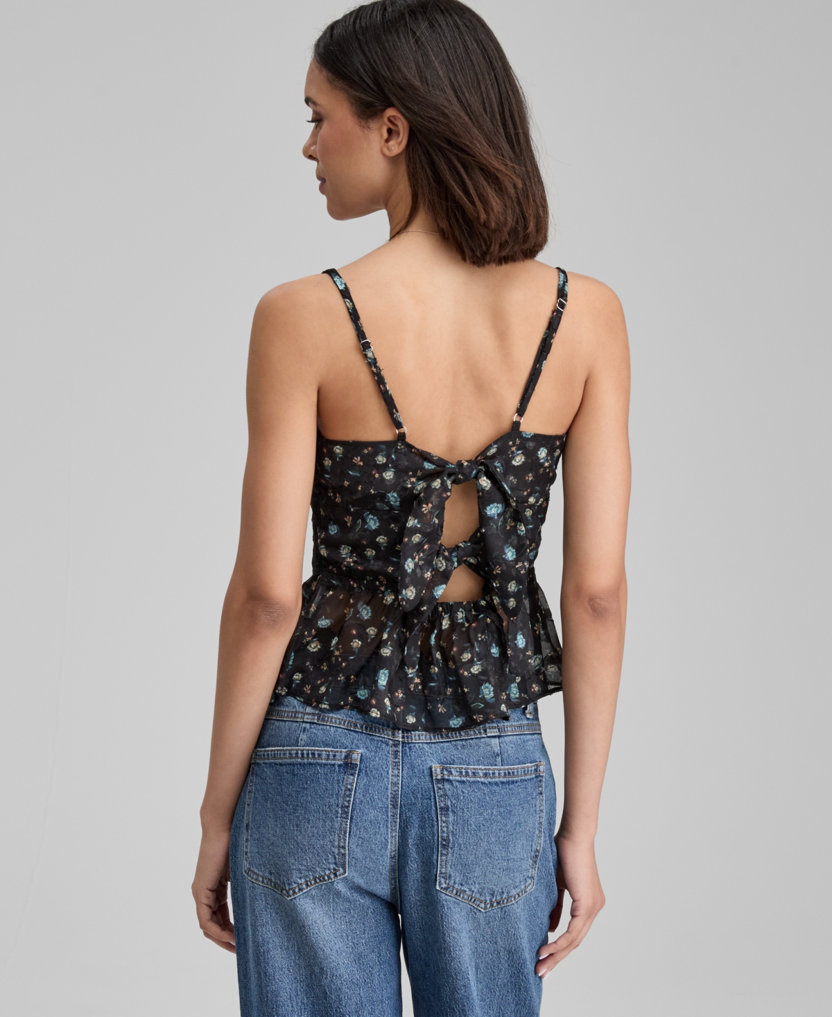 And Now This Women's Lace-trim Tie-back Tank, Macy's Exclusive In Black