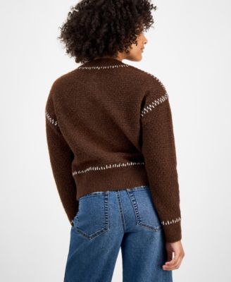 Petite Whipstitch Button-Front Cardigan