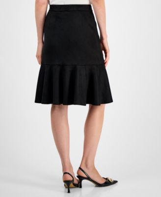 Faux-Suede Flared Pull-On Skirt, Regular & Petites
