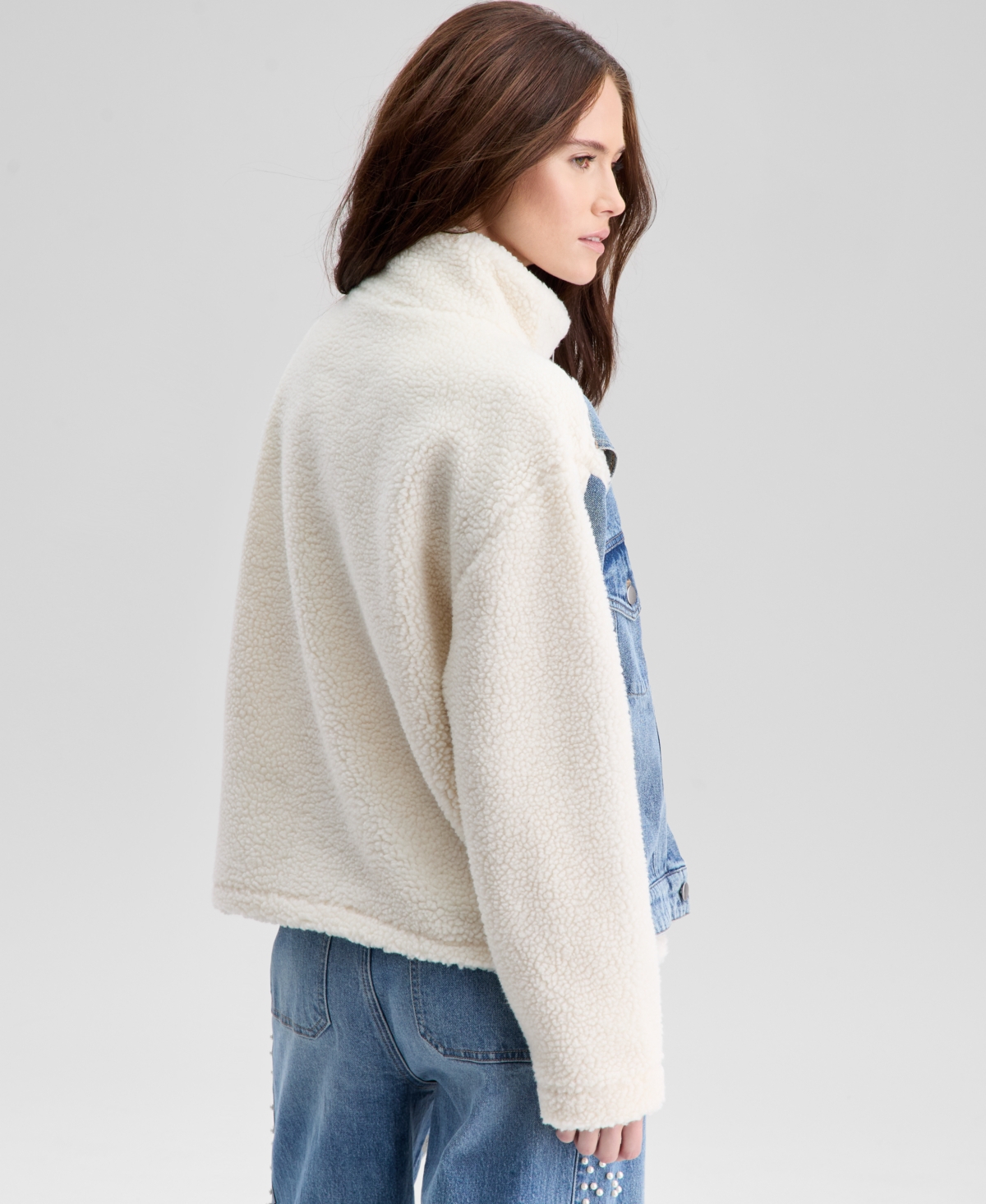 And Now This Women's Fleece Denim Jacket, Macy's Exclusive In Blue