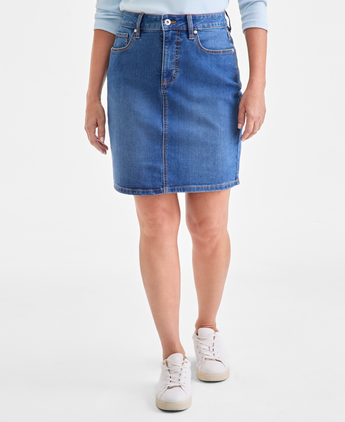 Style & Co Women's Mid-rise 5-pocket Denimi Skirt, Macy's Exclusive In Blue