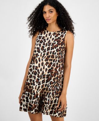 Women's Printed Sleeveless Tiered Shift Dress