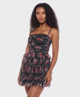 Juniors' Strapless Straight-Neck Fit & Flare Dress