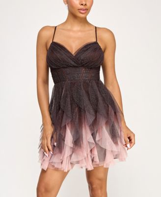 pear culture - Juniors' Sweetheart-Neck Ombr&eacute; Mesh Fit & Flare Dress