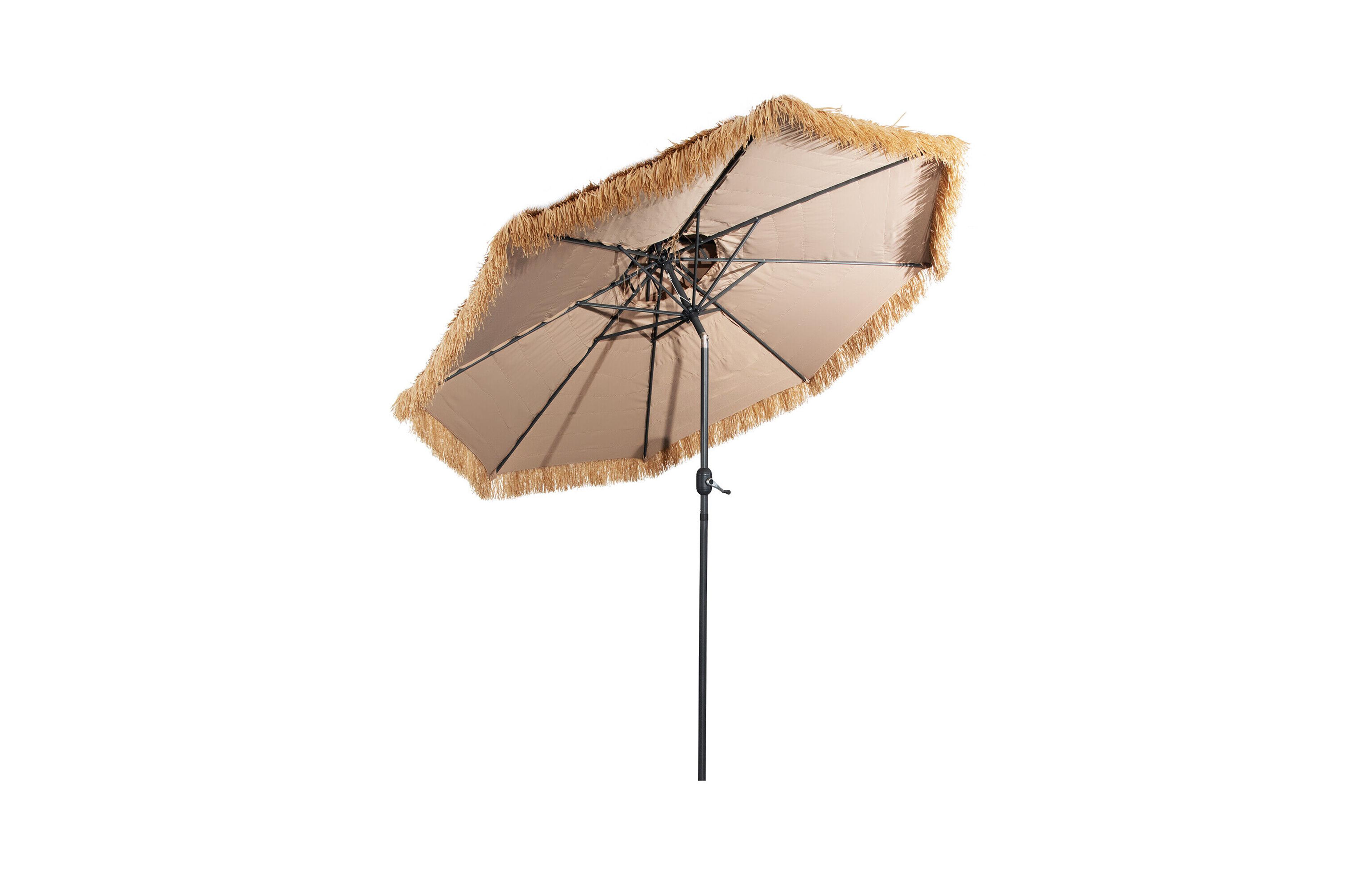 Gymax 10 ft Thatched Tiki Patio Umbrella Beach 2 Tier Hawaiian Pool Sun Shade