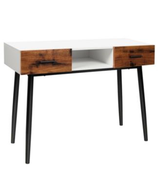 42 Inch Industrial Console Table with 2 Drawers for Entryway Hallway