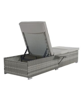 Outdoor Chaise Lounge Chair Set of 2 PE Rattan Recliners with Adjustable Backrest Cushion Table for Poolside Backyard