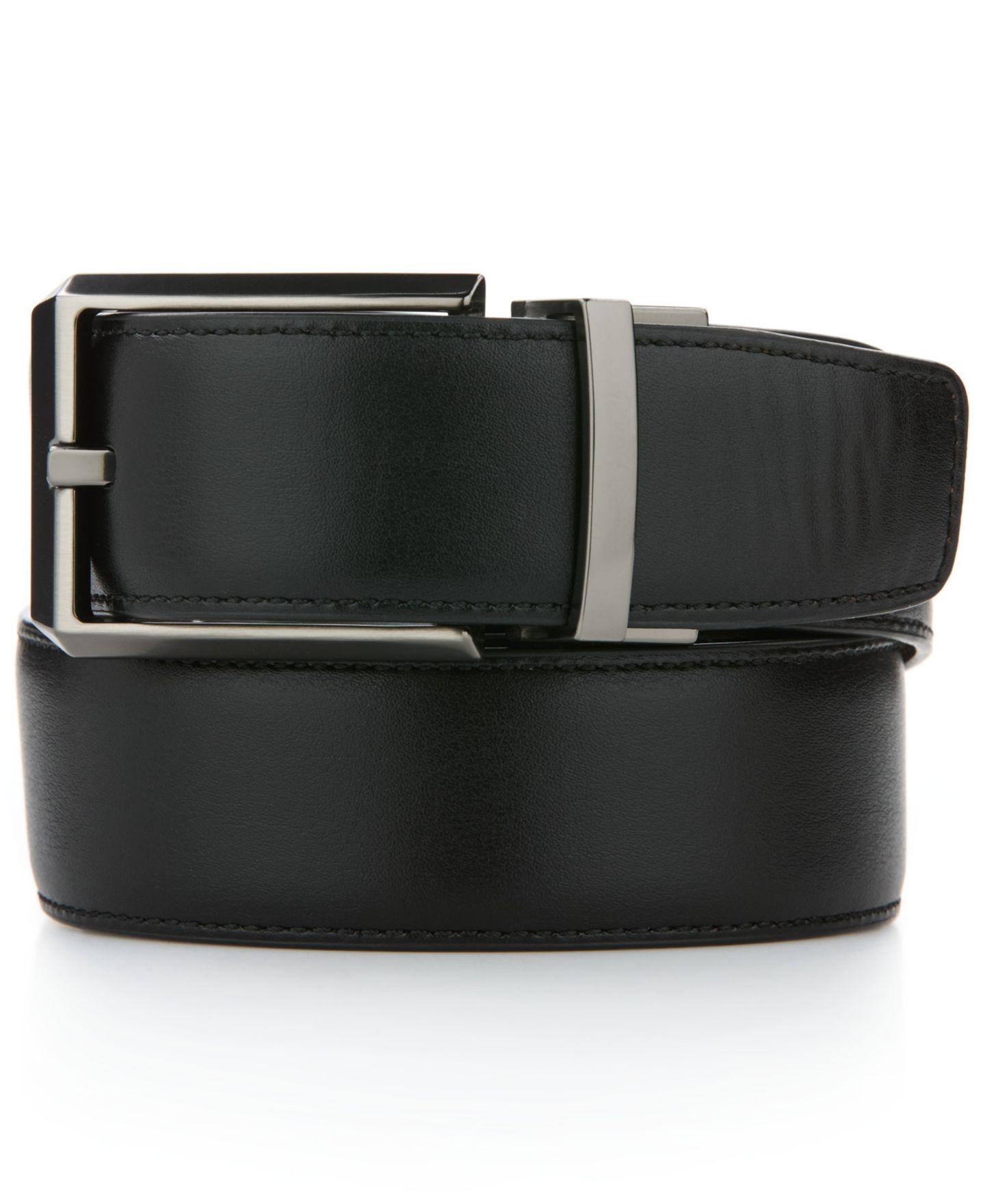Мужской ремень Perry Ellis Portfolio Reversible 32mm Leather Belt, цвет: Тёмный коричневый — фото 3
