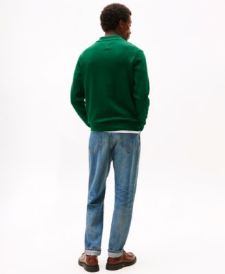 Men's Long-Sleeve Polo Cotton Cashmere Sweater	