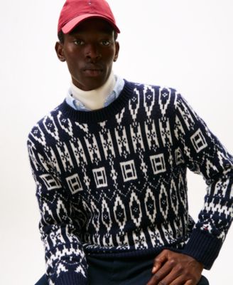 Men's Fair Isle Wool-Blend Crewneck Long Sleeve Sweater