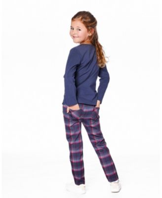 Big Girls Milano Treggings Red and Navy Plaid