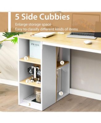 Computer Desk with 5 Side Shelves and Metal Frame