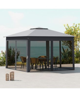 11 X 11 FT Pop up Canopy Tent w/ Mesh Screen Netting Carrying Bag Zippered Doors