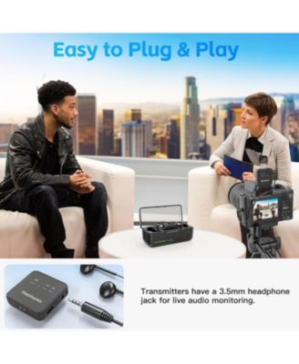 Wireless Lavalier Mic 2-Pack, Bluetooth Lapel Mic for iPhone, Android, Camera, iPad, Tablet, PC, Noise Cancel, Echo, for Video Recording