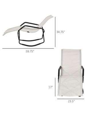 Rocking Sun Lounger, Chaise Lounge Rocker for Sunbathing, Sun Tanning, Foldable, Portable Outdoor Patio Chair, White