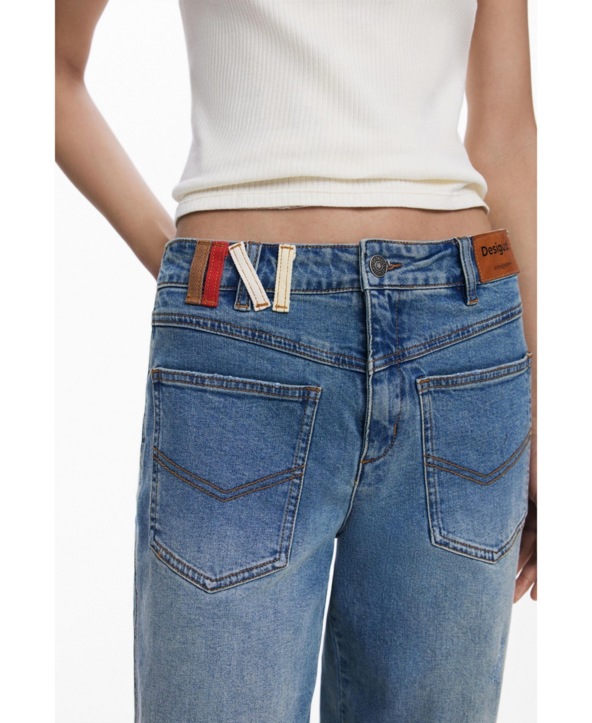 Desigual Women's Boyfriend Jeans With Inverted Pockets In Blue