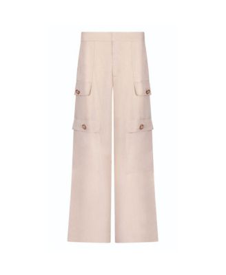 Womens Milan Linen Shimmer Cargo Pant - Gilded Beige