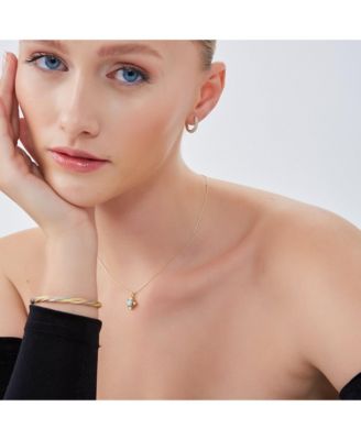 Blue Moonstone Sterling Silver Pendant Necklace With Fine Italian Chain