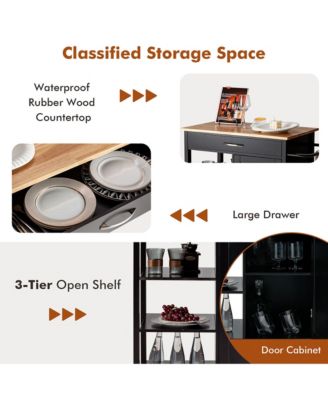 Mobile Kitchen Island Cart Serving Utility Trolley Drawer Shelf Towel Rack