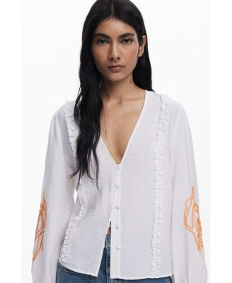 Women's Balloon blouse with leaves