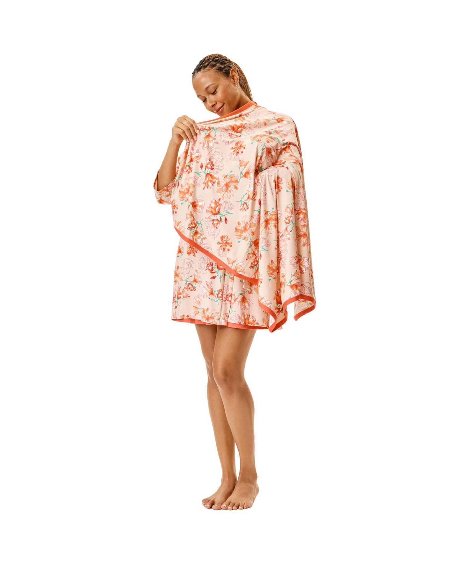 Maternity Motherhood Robe and Nursing Chemise Sleep Set with Baby Swaddle