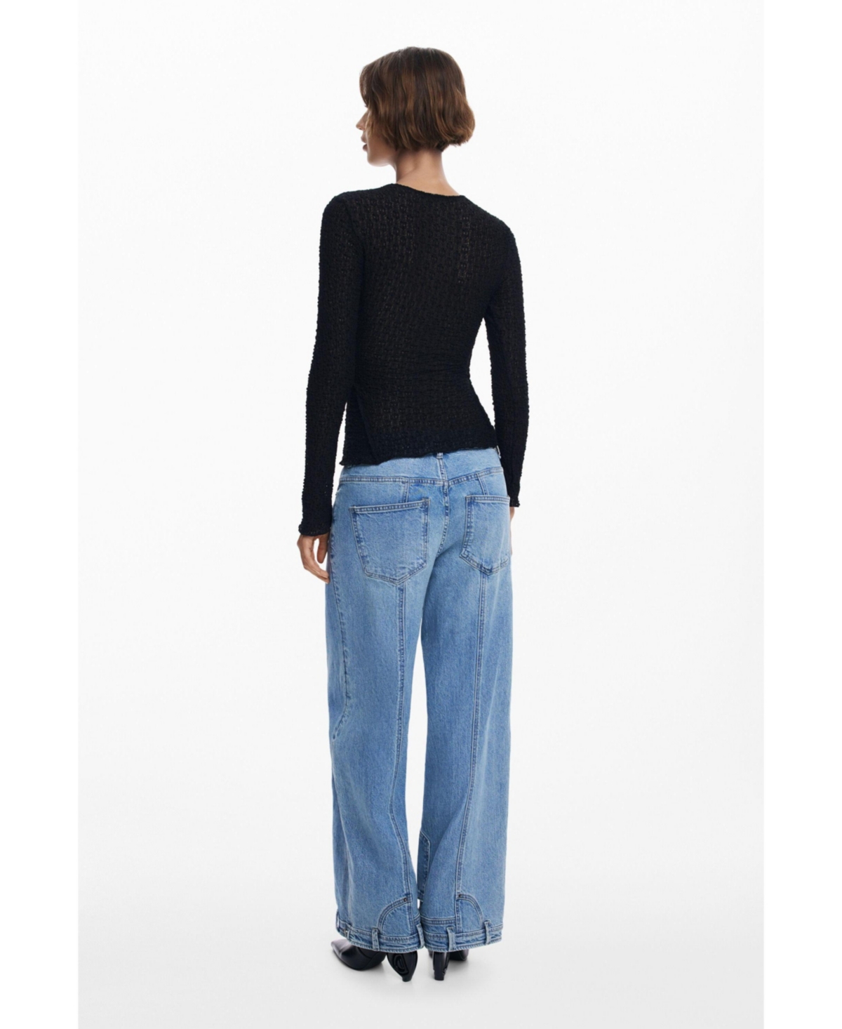 Desigual Stretch Lace T-shirt Long Sleeve T-shirt In Black