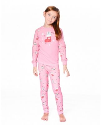 Baby Girl Cotton Two-Piece Pajamas Pink Cat Print - Baby