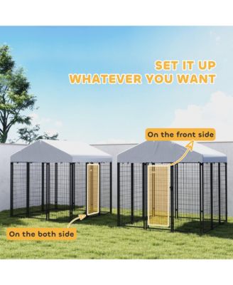 Outdoor Dog Kennel, Dog Playpen Enclosure with Roof, 6' x 6' x 6'