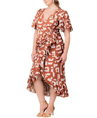 Plus Size Alexandra Ruffle Faux Wrap Gown