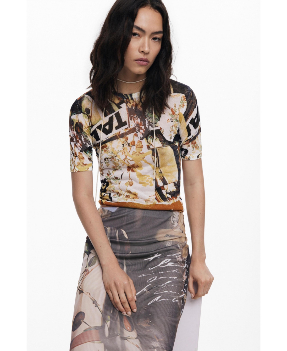 Desigual Women's Collage Knit T-shirt In Multi