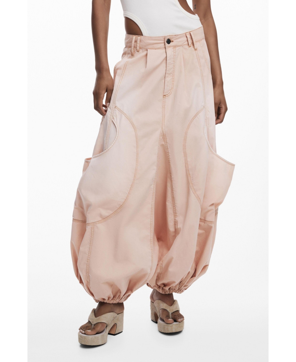 Women's Fluid cargo pants - Pink