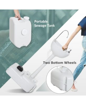 kleankin Portable Camping Sink Hand Wash Station Basin with 4.5 Gallon Tank 6.3 Gallon Recovery Tank & Soap Dispenser for RV,Outdoor,Indoor, HDPE, White