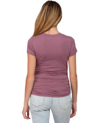 Maternity Dark Mauve Basic Short Sleeve Fitted Top