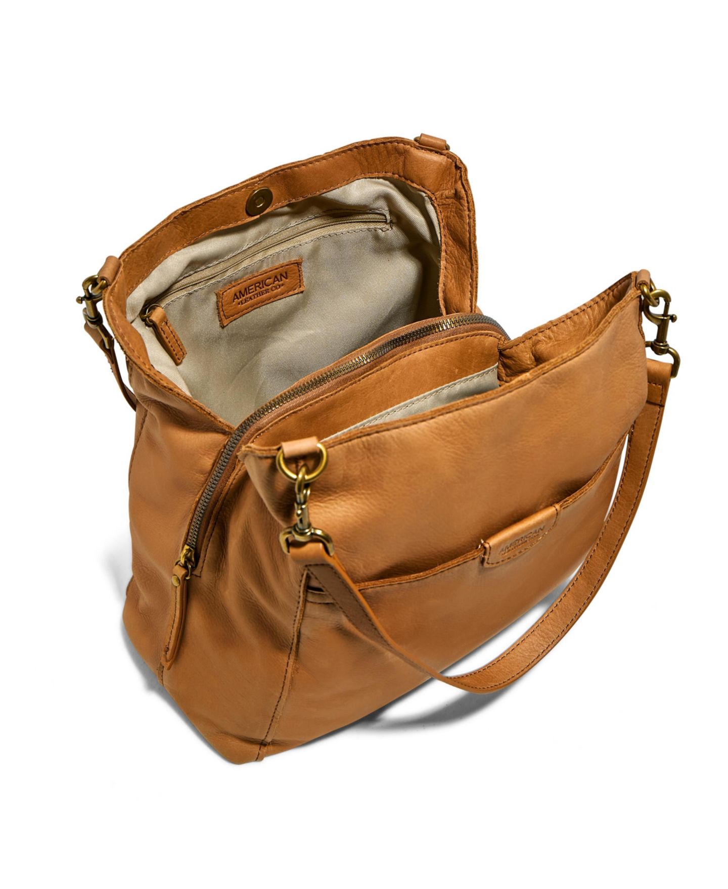 Женская сумка American Leather Co. Austin Triple Entry Bucket, цвет: Латте замшевый — фото 3
