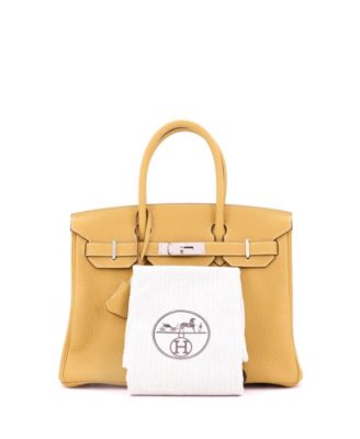 Pre-Owned Hermes Birkin 30 Handbag Yellow Togo with Palladium Hardware