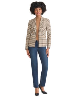 Women's Faux Double Breasted Elbow Patch Jacket