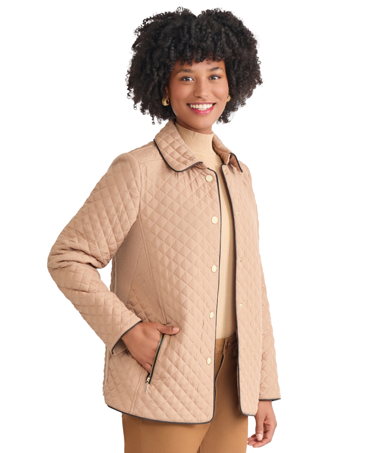 Jones New York Quilted Jacket In Brown