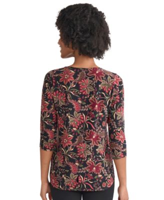 Women's Printed V-Neck Top