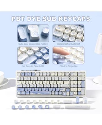 132 Keys MOA Keycaps, Dye-Sublimation PBT Custom Keycap Set, Cute Bear Customized Pattern Keycaps for MX Switches Mechanical Gaming Keyboard