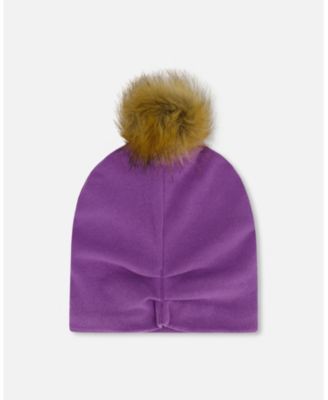 Baby Girls Mid-Season Jersey Removable Pompom Hat Lavender