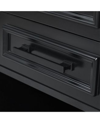 54.9" Kitchen Island with Drop Leaf, Power Outlet, Storage Cart with Glass & Barn Doors, 4 Shelves&Wheels (No Stools)