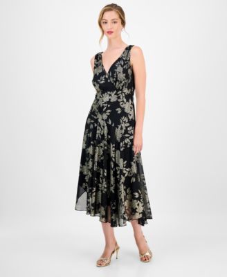 Connected - Women's Foil Chiffon Asymmetric-Hem Dress