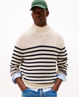 Tommy Hilfiger Men's Breton Stripe Mockneck Sweater - Macy's